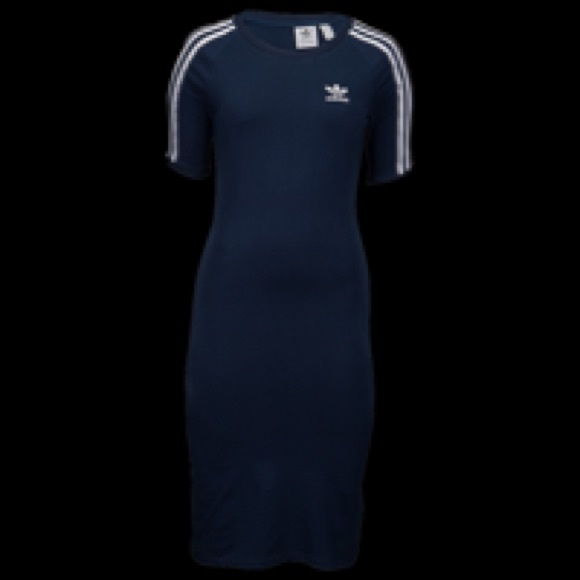 adidas 3 stripe dress navy